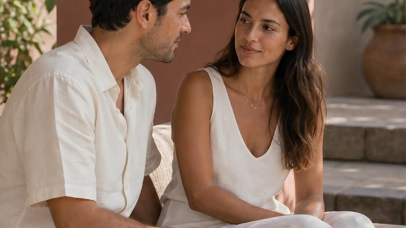 Couple calmly discussing their options